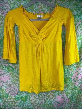 VENUS Bright Yellow Twist-Front Tunic Top